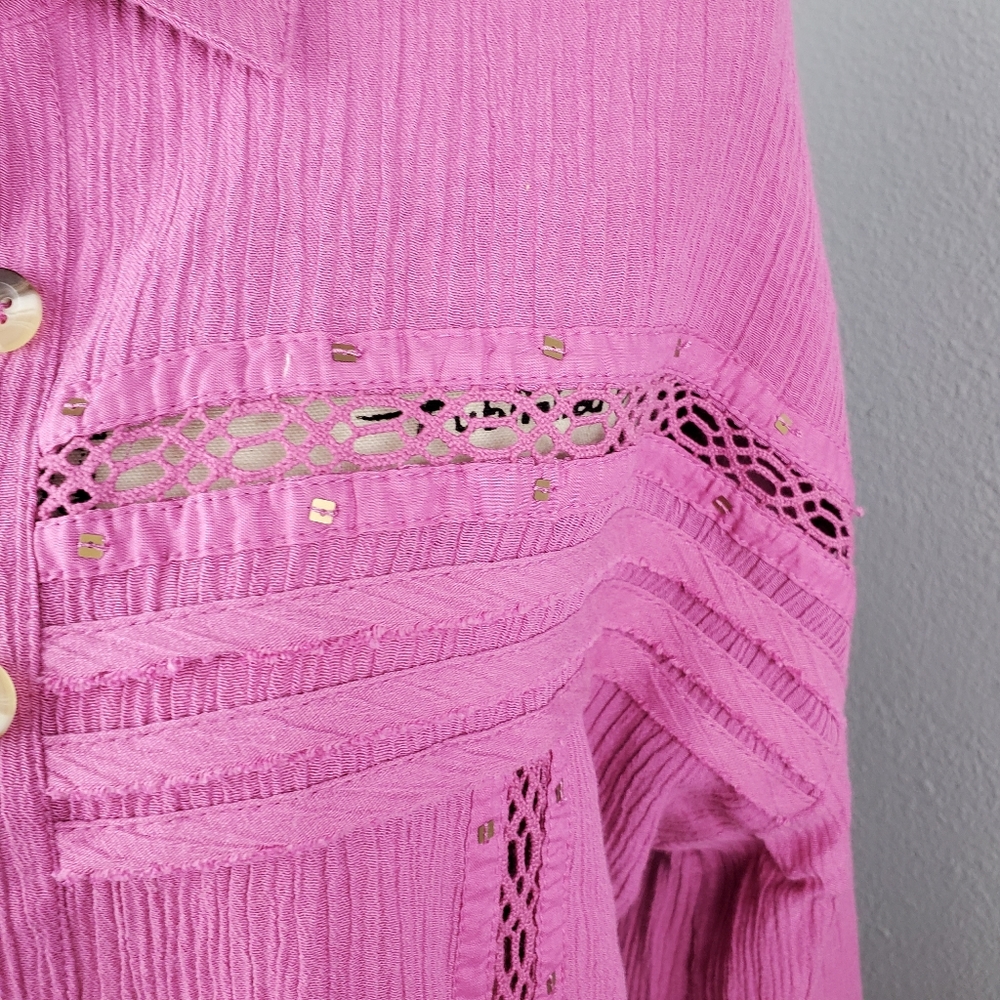 Free people long sleeve top with buttons - Picture 3 of 9